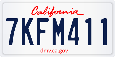 CA license plate 7KFM411