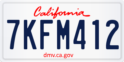 CA license plate 7KFM412
