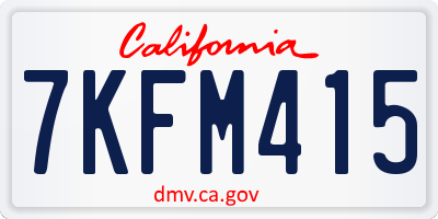 CA license plate 7KFM415