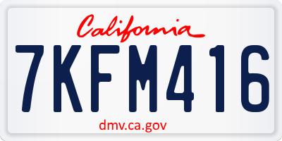 CA license plate 7KFM416