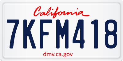 CA license plate 7KFM418
