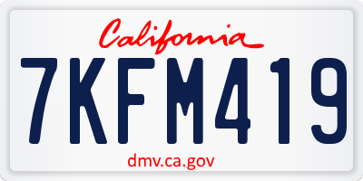 CA license plate 7KFM419