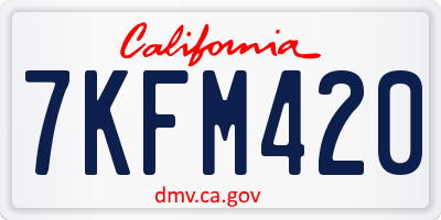 CA license plate 7KFM420