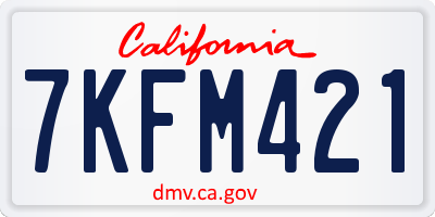 CA license plate 7KFM421