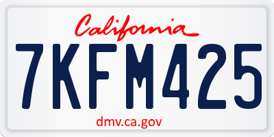CA license plate 7KFM425