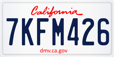 CA license plate 7KFM426
