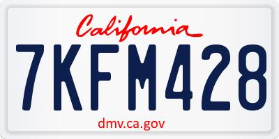 CA license plate 7KFM428
