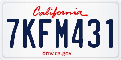 CA license plate 7KFM431