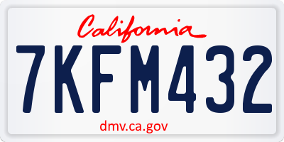 CA license plate 7KFM432