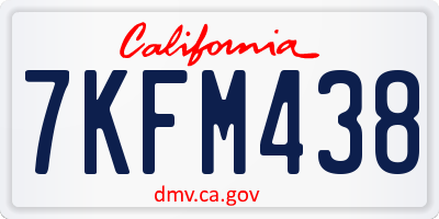 CA license plate 7KFM438