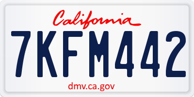 CA license plate 7KFM442