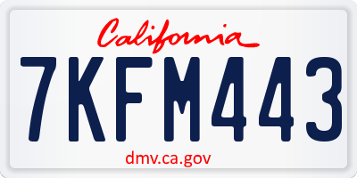 CA license plate 7KFM443