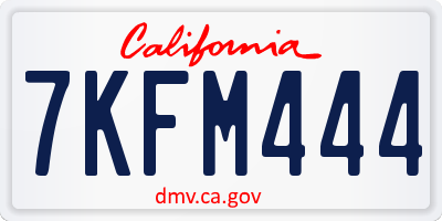 CA license plate 7KFM444