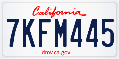 CA license plate 7KFM445