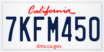 CA license plate 7KFM450
