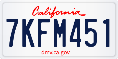 CA license plate 7KFM451
