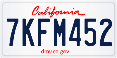 CA license plate 7KFM452