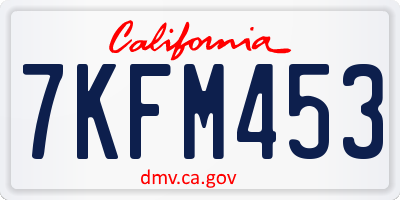 CA license plate 7KFM453