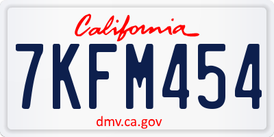 CA license plate 7KFM454