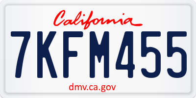 CA license plate 7KFM455