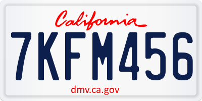 CA license plate 7KFM456