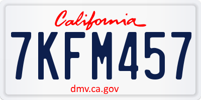 CA license plate 7KFM457