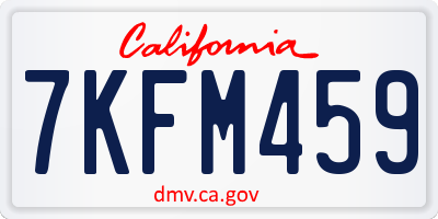 CA license plate 7KFM459