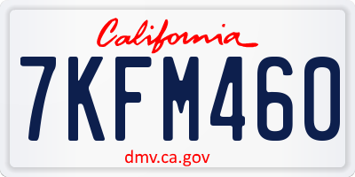 CA license plate 7KFM460