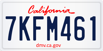 CA license plate 7KFM461