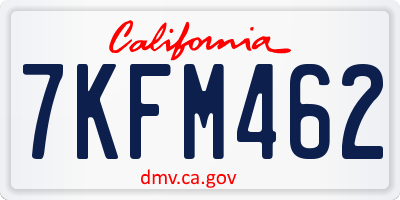 CA license plate 7KFM462