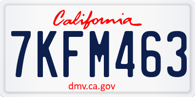 CA license plate 7KFM463
