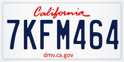 CA license plate 7KFM464