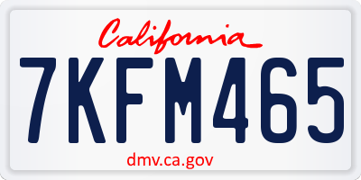 CA license plate 7KFM465