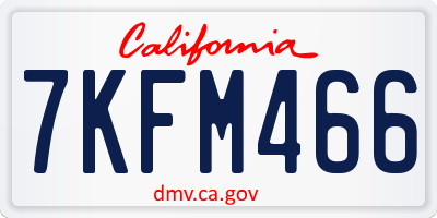 CA license plate 7KFM466