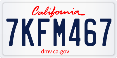 CA license plate 7KFM467