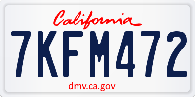 CA license plate 7KFM472