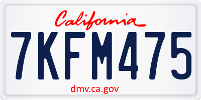CA license plate 7KFM475