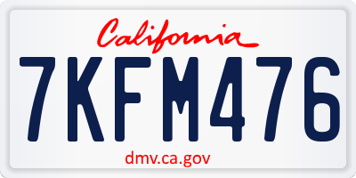 CA license plate 7KFM476