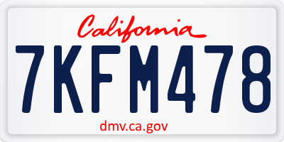 CA license plate 7KFM478