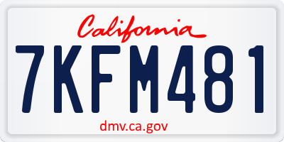 CA license plate 7KFM481