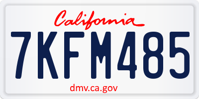 CA license plate 7KFM485