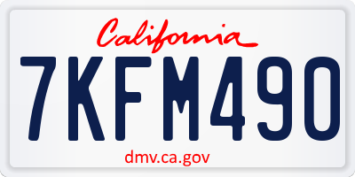 CA license plate 7KFM490
