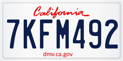 CA license plate 7KFM492
