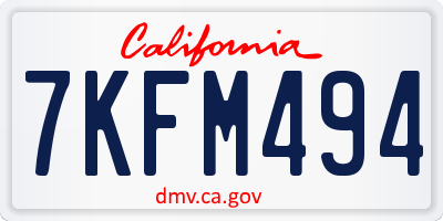 CA license plate 7KFM494