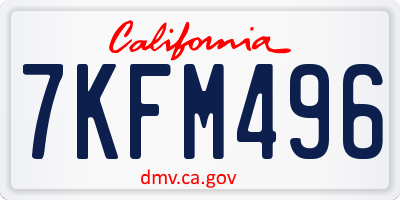 CA license plate 7KFM496