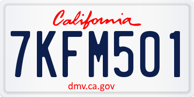CA license plate 7KFM501