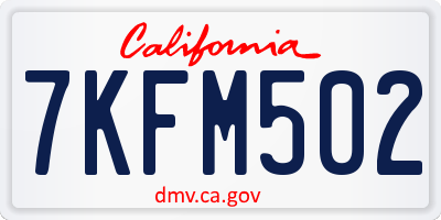 CA license plate 7KFM502
