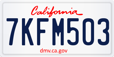 CA license plate 7KFM503