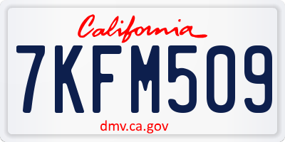 CA license plate 7KFM509