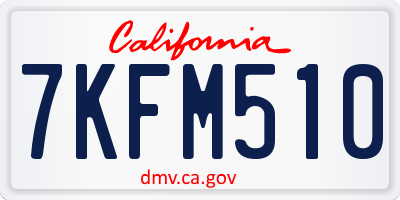 CA license plate 7KFM510